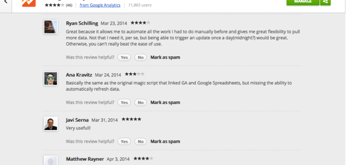 Google Analytics Spreadsheet Add-on Reviews